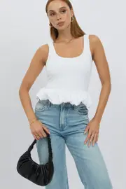 White Bubble Top Sleeveless - Size 12M, Women's Top