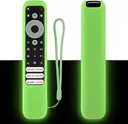 Protective Silicone Remote Case for TCL RC902V FAR1 Smart Voice Remote Control Shockproof Washable Skin-Friendly Anti-Lost Remote Cover with Loop (Glow in Dark Green)