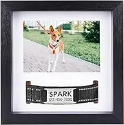 Pet Memorial Picture Frame - Pet Remembrance Photo and Collar Tag – Easy to Setup - Crafted with Wooden Frame and Glass Display, 23x23 cm, Black