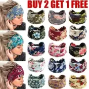 Women Yoga Wide Headband Ladies Elastic Floral Hair Band Sports Turban Head Wrap
