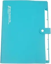 Organizer A4 PP Folder Documents Paper Organized Snap On Storage Bags 5 Layer Multi-Layer File Folder Expanding for Office(Blue)