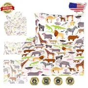 Kids Jungle Theme Twin Sheet Set - 3-Piece Cotton Bedding for Boys' Bedrooms