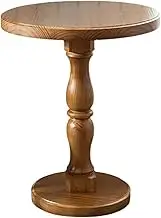 Home Retro Wooden Small Side Table Round Side Table Bedroom Bedside Table Living Room Decoration Small Coffee Table