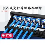 [YO-HONG]崁入式24PORT CAT 5E/CAT.6 機架式跳接面板 PANEL 免打線工具 帶配線架