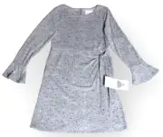 Rare Editions Girl's Spotted Sequin Party Dress Gray Long Sleeves SZ 14 New/Tag