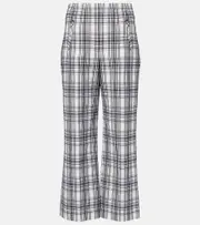 [Veronica Beard] Veronica Beard Dova plaid cotton-blend wide-leg pants AU 14 white