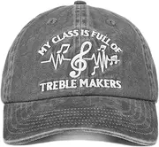 [INNObeta] Music Teacher Gifts for Women Men, Cap for Piano Band Teacher, Adjustable Embroidered Baseball Hat for Teacher Appreciation Day, Christmas, Retirement - Treble Makers Grey, Grey