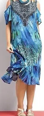 Ladies TS TAKING SHAPE VIRTU plus sz S-M 18 Midnight Safari Dress NWT rp$140