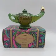 1970's NIB AVON ALADDINS GREEN GENIE GLASS LAMP SHAPED ELUSIVE COLOGNE BATH OIL