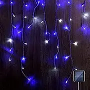 Solar 480 LED Icicle Light - 4 Colour Options - Blue + White