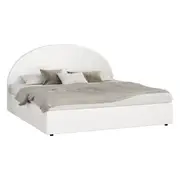 Oikiture Bed Frame King Size With Gas Lift Storage Base PU Leather White