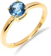 [HIMALYA QUARTZ] Women's Engagement Ring 925 Sterling Silver Natural Stone Ring With Round Shape Cut Stone London Blue Topaz Gemstone Ring