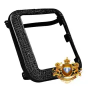 Genuine Diamond 1.50 Ctw Apple Watch Bezel Series # 2 Black Gold Cover Case 42mm