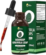 Graviola Leaf Extract, Organic Soursop Guanabana Leaves Liquid for Immune System, Digestion, Respiratory Relief & Overall Support, Anti-Oxidation, 98% Absorption KingHealth - 1 Fl Oz