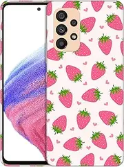 [SuzaCase] Back Case for Samsung Galaxy A23 5G / 4G - Stylish Strawberry Pink Pattern Design Printed Cute, Sleek Durable Hardshell Protective Designer Phone Case/Cover for Samsung A23 5G / 4G