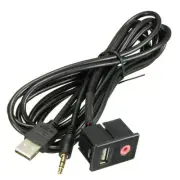 Audio USB 3.5mm AUX Adapter Dash Flush Mount Panel W/1.5M Cable for Car Boat