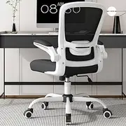 Office Chair, Ergonomic Desk Chair with Adjustable Lumbar Support, High Back Mesh Computer Chair with Flip-up Armrests-BIFMA Passed Task Chairs (Modern, White)