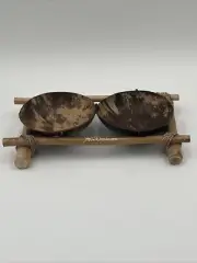 Coconut Shell Pets Double Bowl