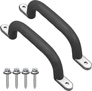 Dolibest Set of 2 Non-Slip Solid Playground Safety Handles, Swing Set Kids Safety Hand Grips for Playset, Climbing Frame, Play House, Indoor Monkey Bars & Treehouse Accessories, Black, 10"
