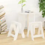 White Solid Wood Pine Stools Set of 2 40x40x45 cm Modern Design Furniture