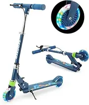 TEMBOOM Scooter Kids Scooter with Handbrake, Toddler Scooter Scooters for Kids 3+, Light up LED Big Wheels Toys for Kids, Adjustable Handlebar, Foldable Scooter for Kids, Teen