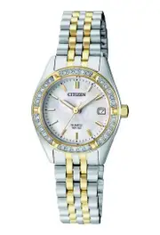 Citizen Ladies Stone Set Watch EU6064-54D Stainless Steel 3 Hands Two Tone 4974374261885