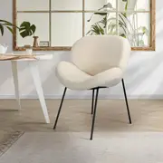 Oikiture Armchair Dining Chair Kitchen Accent Chairs Cafe Set Soft Sofa sherpa