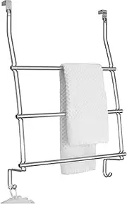 iDesign Over The Door Towel Rack with Hooks for Bathroom,Chrome