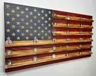 Wooden American Flag Challenge Coin Display Firefighter Police Military Rustic