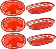 6pcs French Fries Hamburger Basket Coffee Table Tray Food Trays Restaurant Baskets for Food Lunch Basket Fry Baskets Tray for Coffee Table Fruit Baskets Pp Red re-usable