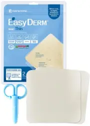 Easyderm Thin Hydrocolloid Large Wound Dressing 4”x4” 1 Pack (2 Dressings) | ...