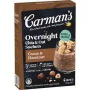 Carman's Overnight Chia & Oat Sachets Cacao & Hazelnut 6 pack