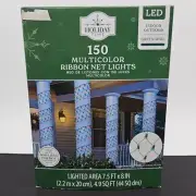 Holiday Time 150 Count Multicolor LED Christmas Ribbon Net Lights 7.5 Feet
