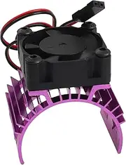 Alloy Heat Sink Heatsink with 5V Cooling Fan for 1/10 Car 540 550 3650 Size Brushless Engine Motor,for Remote Control Car Truck Buggy Crawler(Purple)