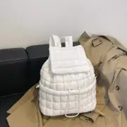 NNEDSZ Lightweight Quilted Nylon Backpack with Adjustable Straps - White