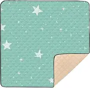 Sky and Stars Mint Green Large Non-Slip Baby Playmat for Floor 1-Piecing Tummy Time Activity Mat for Baby Toddler Infant, 50'' x 50''