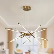 minifair Modern LED Sputnik Chandelier, Industrial Pendant Light, Black/Gold Hanging Indoor Ceiling Lighting with 12 Heads for Living Room, Dining Room, Kitchen, Bedroom