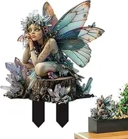 Fairy Garden Stakes Outdoor - Outdoor Garden Fairy Statue Stake | Acrylic Yard Lawn Decor Stake, Bohemian Style Outdoor Decoration for Planter and Patios