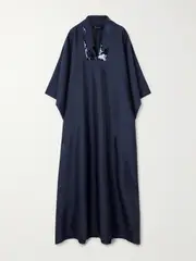 [Dima Ayad] Dima Ayad - Sequin-embellished Faille Kaftan - Navy - 3XL/4XL 3XL/4XL Blue