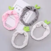Sprout Motif Fleece Headband Cactus - White - One Size