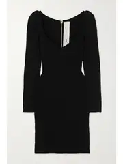 [AZ FACTORY] AZ FACTORY - Mybody Ribbed Stretch-knit Mini Dress - Black - XXL XXL Black
