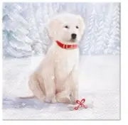 Christmas Paper Napkins for Decoupage SNOW DOG Lunch 20pcs Winter Dog Napkins