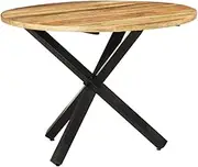 VRAXO Dining Table Round 100x100x75 cm Rough Mango Wood -22.85KG,321681