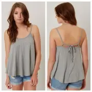 NWT Free People So In Love With You Strappy Swing Tank Top Grey XS Casual Boho