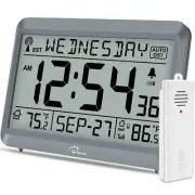 Atomic Clock with Indoor Outdoor Temperature, Self-Setting Digital Wall Clock...