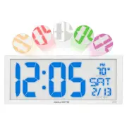 AcuRite 14.5 Oversized Multicolor LED Clock Indoor Temperature Day Week Date 751