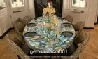 Natural Blue Agate Dining Oval Table Top, Handmde Geode Stone Table Deco 48"x24"