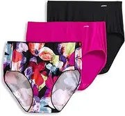 [Jockey] Women's Underwear No Panty Line Promise Hip Brief - 3 Pack, Wild Blooms/Black/Fuchsia Purple, 5, Wild Blooms/Black/Fuchsia Purple, 5