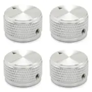 4Pcs Aluminium Alloy Electric Bass Guitar Knobs Volume Tone Control Knobs Silver