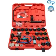 33Pcs Radiator Pump Pressure Leak Tester Detector Coolant System Test Tool Kit